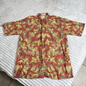 Batik Danan Hadi Premium short Sleeve Black Red Cream button up‎ 2xL